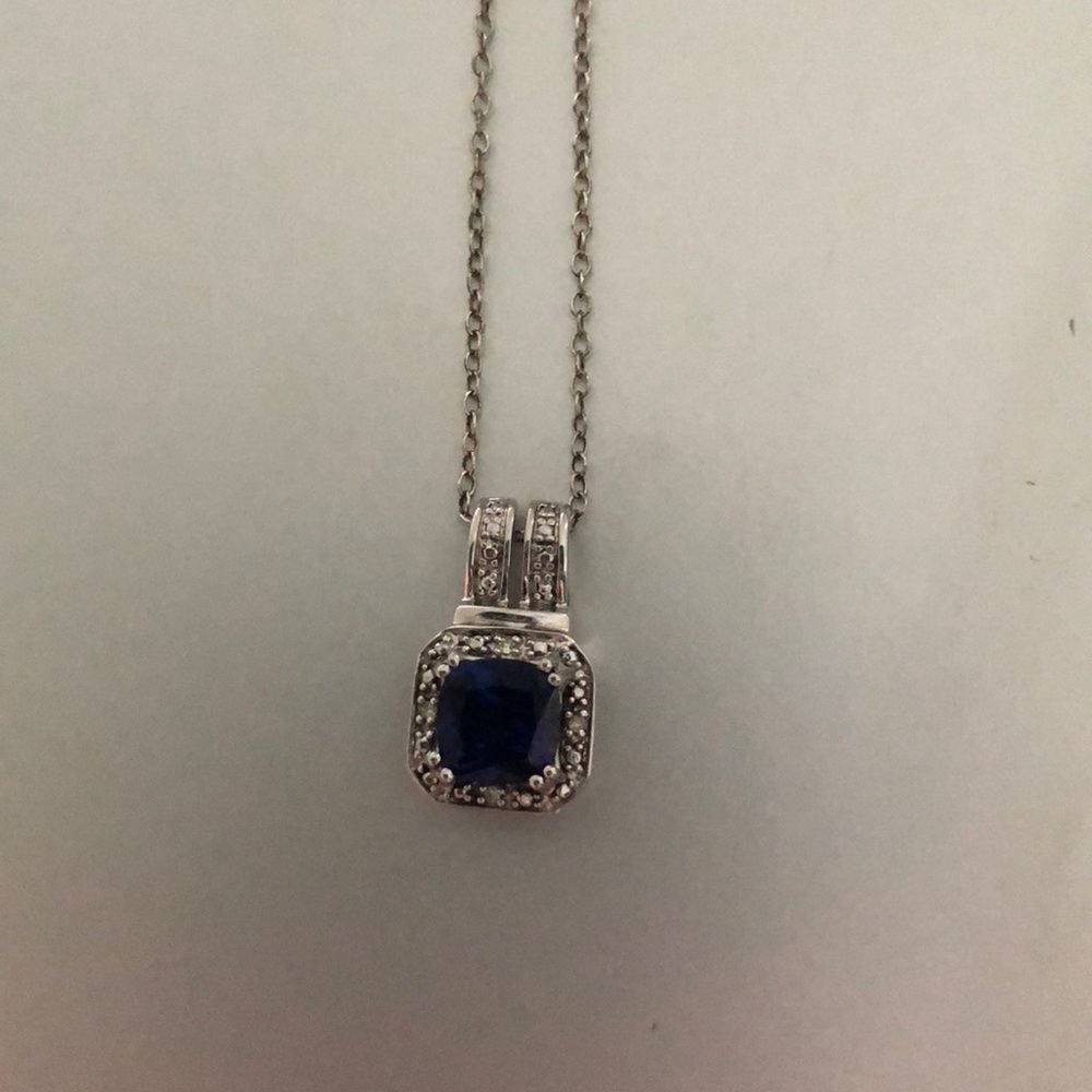 Sterling Silver Blue Sapphire Necklace